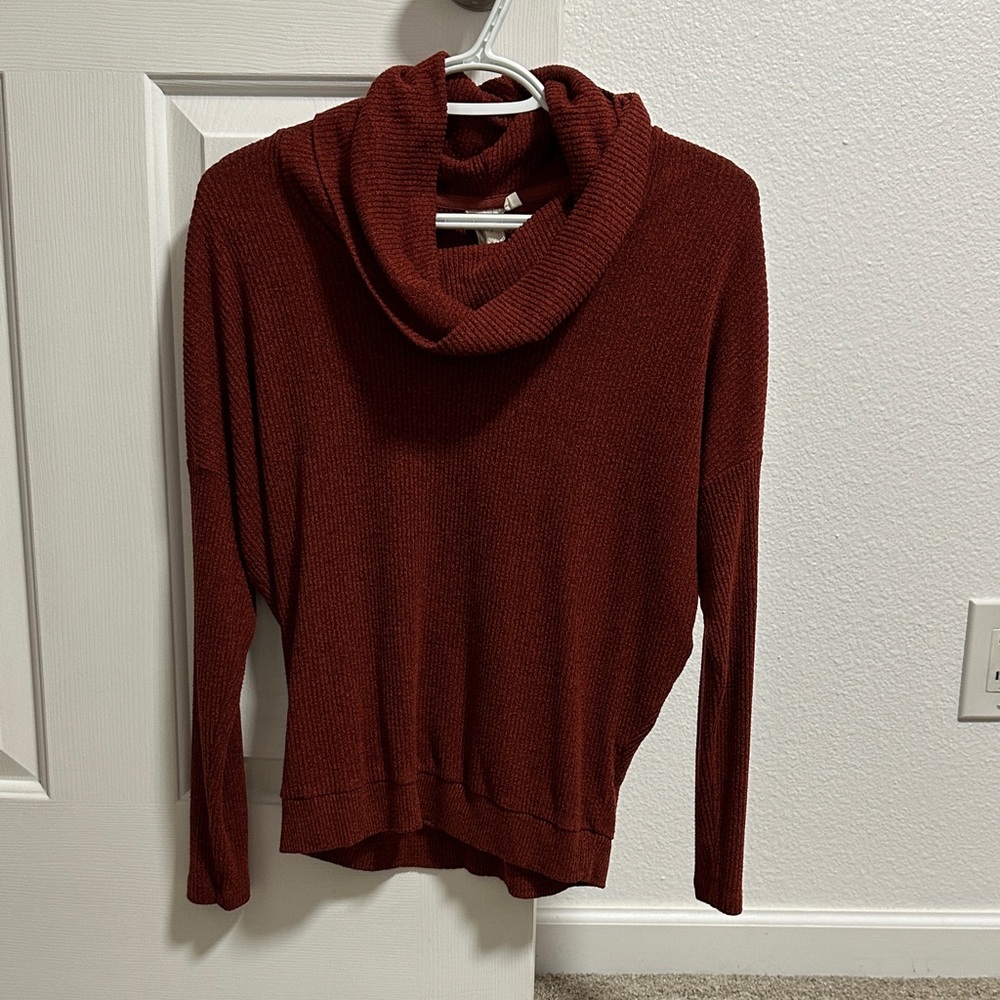 White Crow Deep Red Cowl Neck Sweater